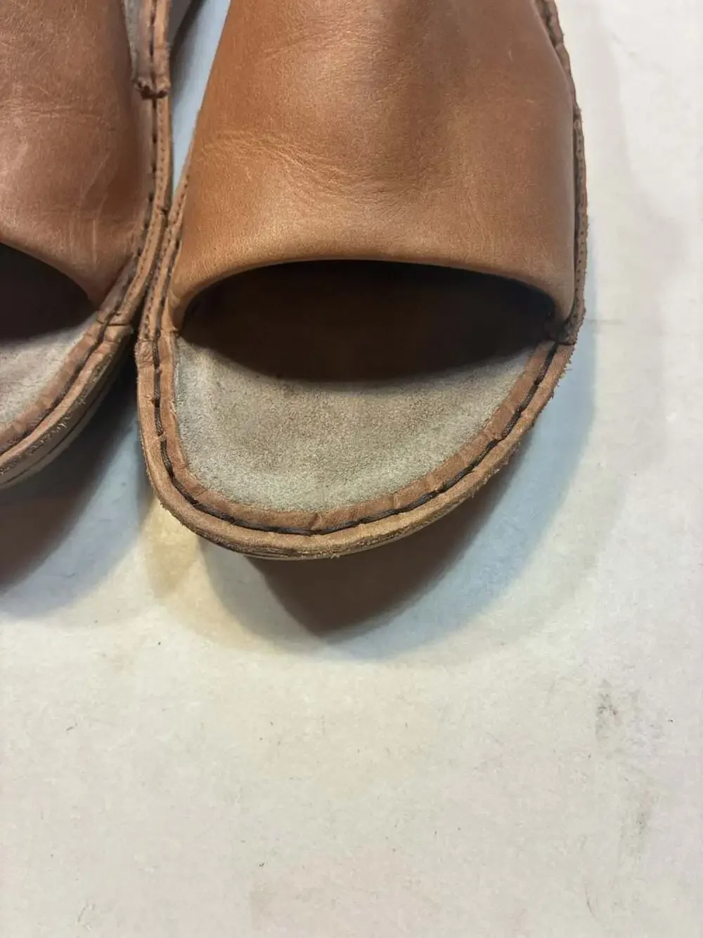 Naot Ardisia Brown Leather Wedge Slide Sandals Size 39